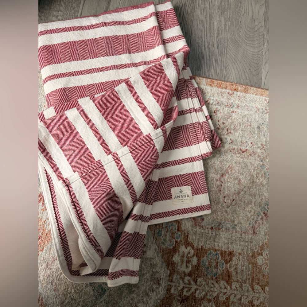 Amana Woolen Mills American Made Red and White Bed Blanket